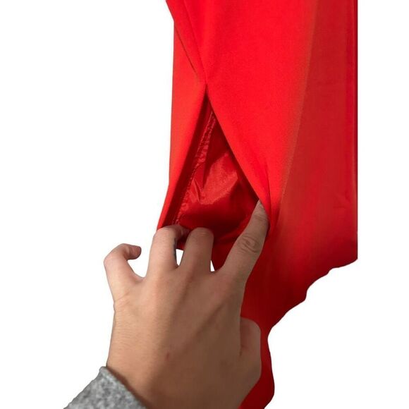 Theory Stretch V-Neck Sleeveless Side Slit Straight Hem Tunic Top Red Size Small - Picture 9 of 13